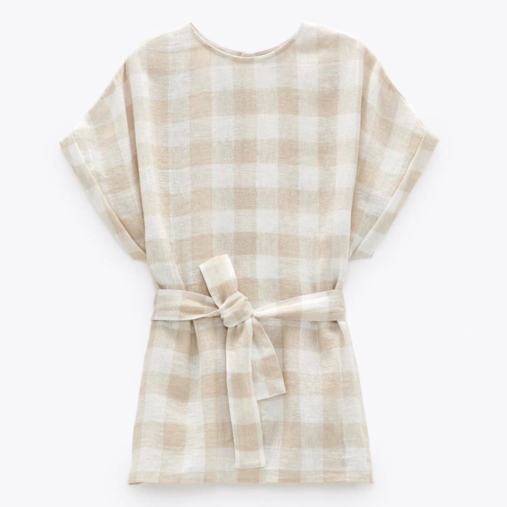 ZARA Plaid Belted Top NWOT